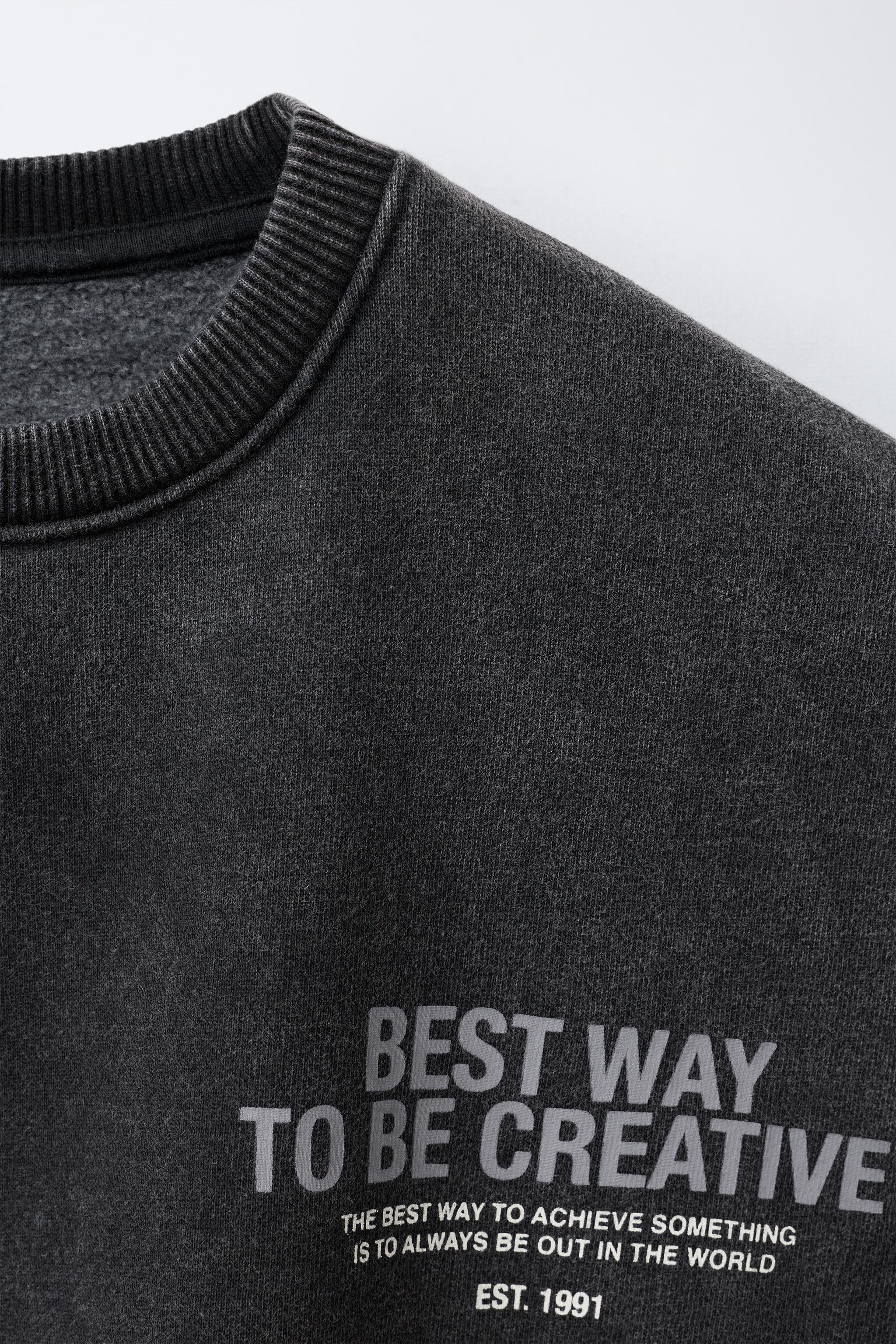 WASHED EFFECT TEXT SWEATSHIRT